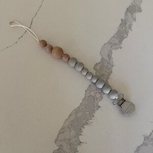 Elegant Gray and Wood Pacifier Clip